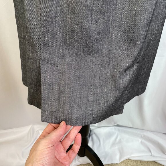 Nanette Lepore Linen Blend Pencil Skirt Gray Knee Length Ruffle Waist Size 8 - Picture 6 of 16